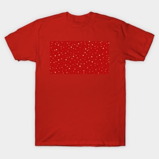 Christmas gold star pattern. Minimalistic Christmas pattern. Silent night pattern. Christmas starry snowflakes in minimalist style. T-Shirt